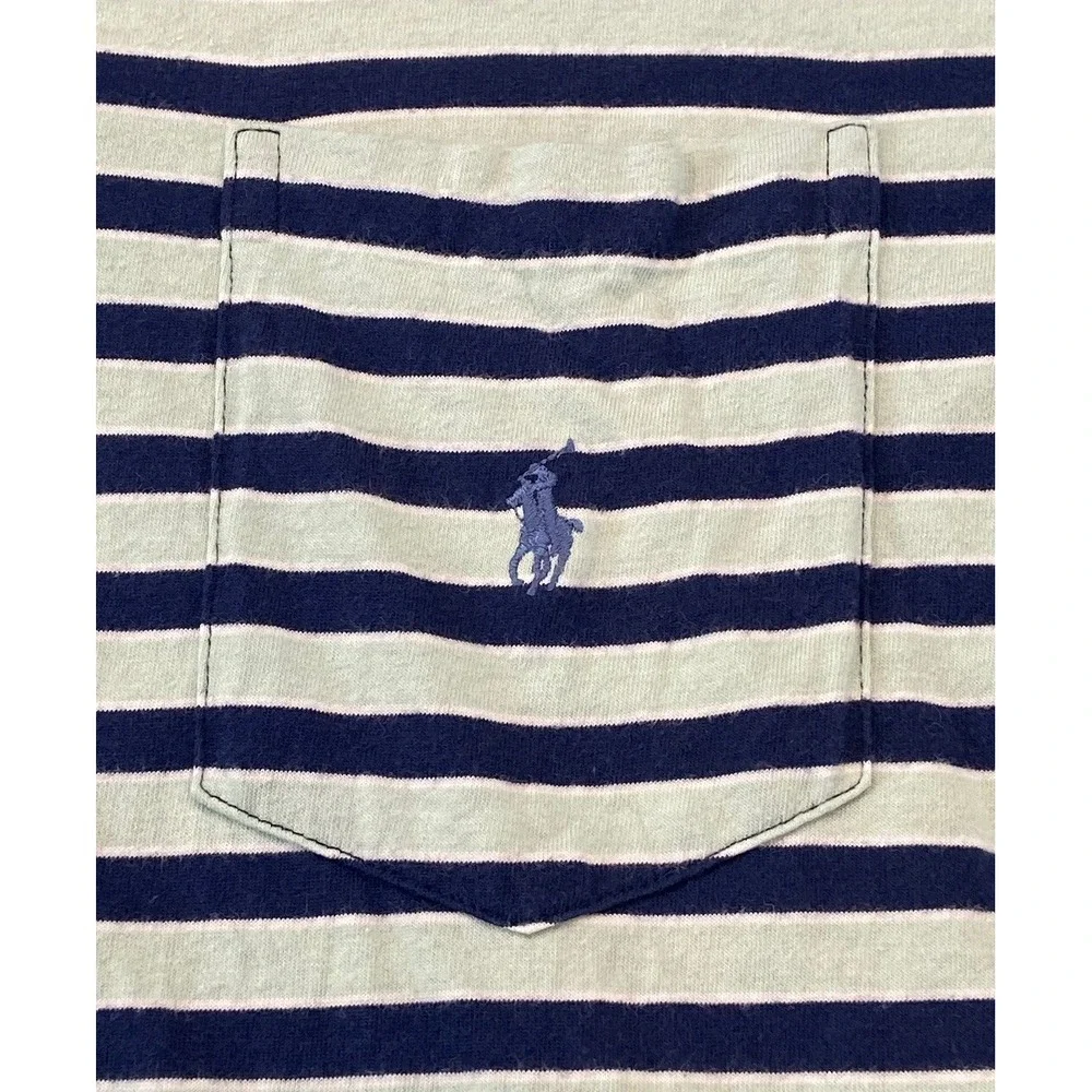 Polo Ralph Lauren Mens XL ‎ Green Blue Stripes Golf Rugby Preppy